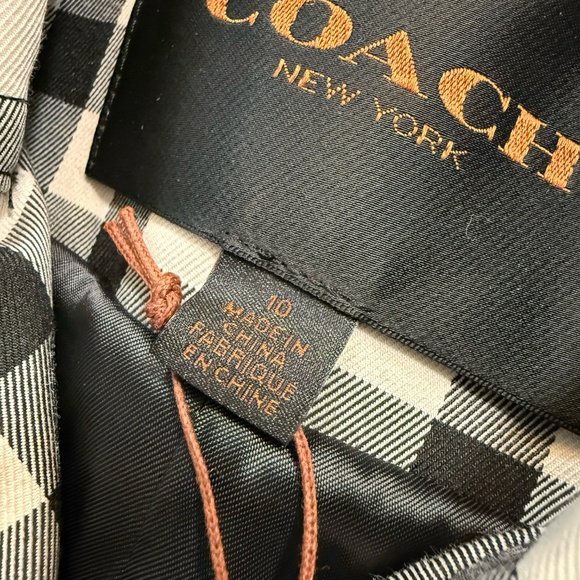 Coach | Black and Ivory Gingham Mid Length Trench Coat Size 10 - Picture 9 of 16